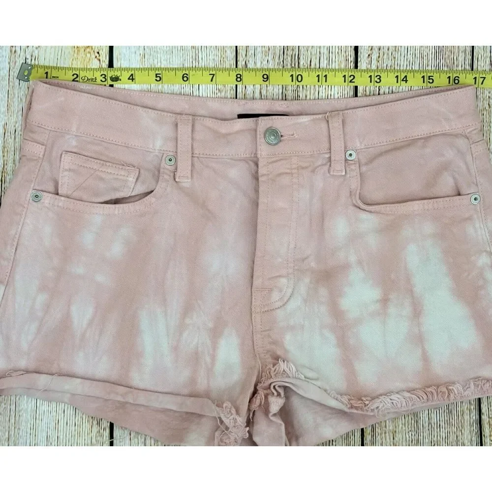 7 For All Mankind Monroe Cut Off Shorts Womens Size 30 Pink Tie Dye‎ High Rise